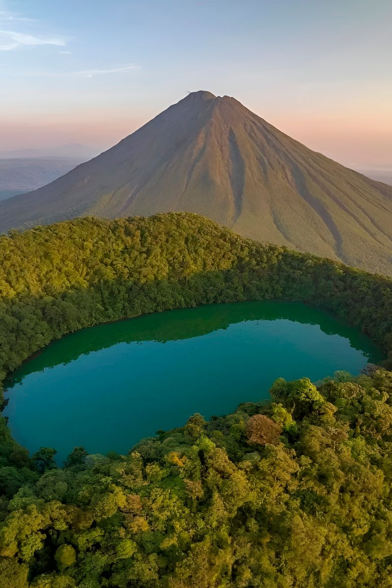 Cerro Chato lagoon and Arenal Volcano