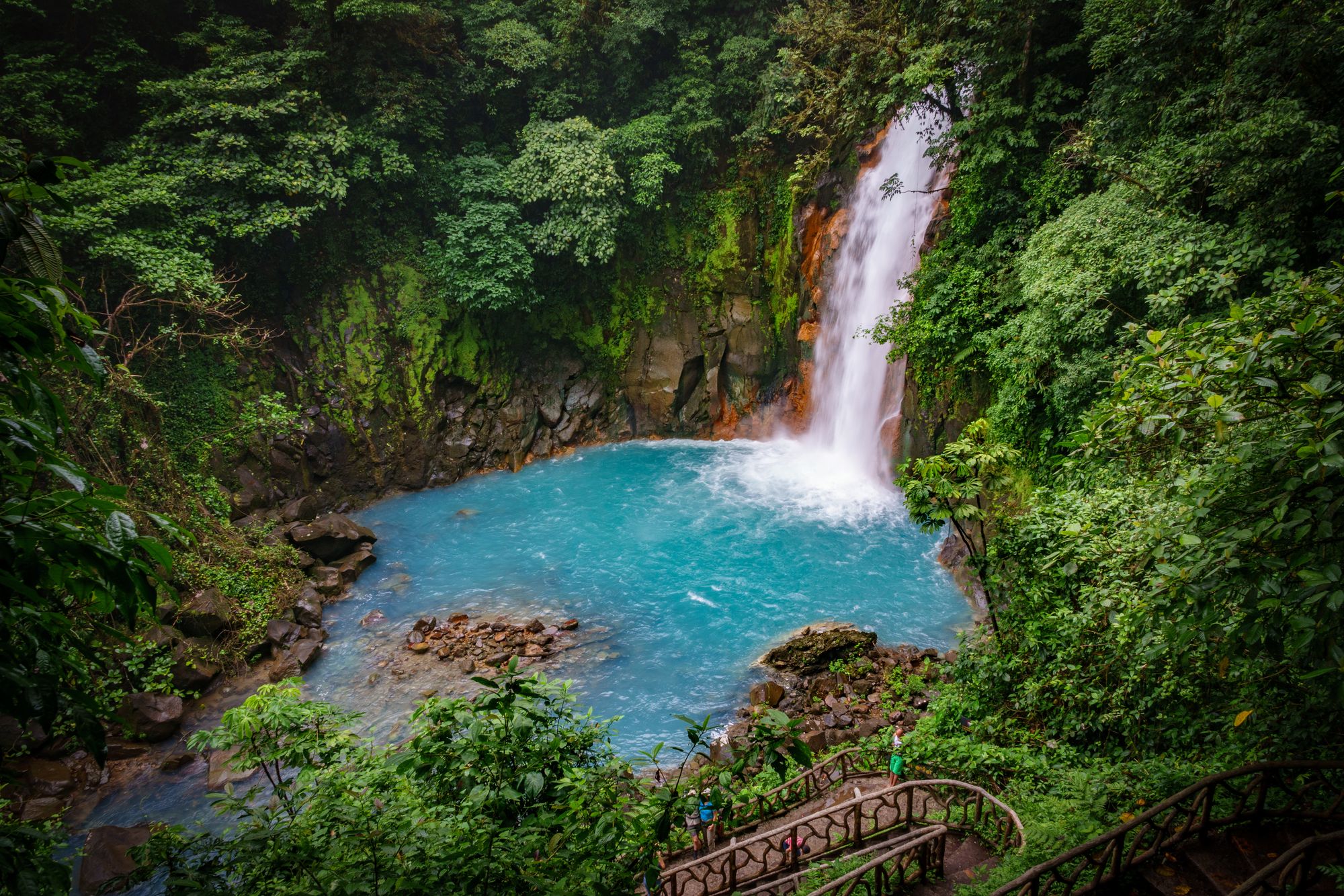 Río Celeste waterfall in the rainforest near La Fortuna